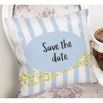 - Rh-K4824-1 - Realhomes Realhomes Mavi Zeminde Save The Date Motifli Modern Yastık Kırlent Kılıfı Realhomes