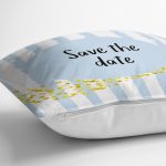 - Rh-K4824-2 - Realhomes Realhomes Mavi Zeminde Save The Date Motifli Modern Yastık Kırlent Kılıfı Realhomes