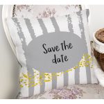 Realhomes Gri Zeminde Save The Date Motifli Modern Yastık Kırlent Kılıfı Realhomes