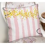 Realhomes Pembe Beyaz Çizgili Sarı Puanlı Temalı Modern Yastık Kırlent Kılıfı Realhomes