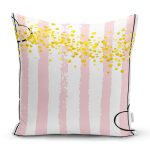 Realhomes Pembe Beyaz Çizgili Sarı Puanlı Temalı Modern Yastık Kırlent Kılıfı Realhomes