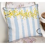 - Rh-K4827-1 - Realhomes Realhomes Mavi Beyaz Çizgili Sarı Puanlı Temalı Modern Yastık Kırlent Kılıfı Realhomes