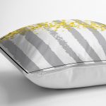 - Rh-K4828-2 - Realhomes Realhomes Gri Beyaz Çizgili Sarı Puanlı Temalı Modern Yastık Kırlent Kılıfı Realhomes