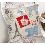 - Rh-K49-1 - Realhomes  Eyfel Kulesi Dijital Baskılı Dekoratif Yastık Kırlent Kılıfı Realhomes