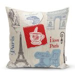 - Rh-K49 - Realhomes  Eyfel Kulesi Dijital Baskılı Dekoratif Yastık Kırlent Kılıfı Realhomes