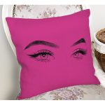 Realhomes Fuşya Zeminde Kirpik Motifli Özel Tasarım Yastık Kılıfı Realhomes