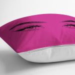 Realhomes Fuşya Zeminde Kirpik Motifli Özel Tasarım Yastık Kılıfı Realhomes