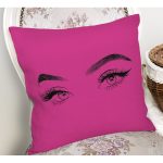 - Rh-K5096fusyaayna-1 - Realhomes Realhomes Fuşya Zeminde Kirpik Motifli Özel Tasarım Yastık Kılıfı Realhomes