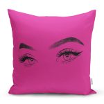 - Rh-K5096fusyaayna - Realhomes Realhomes Fuşya Zeminde Kirpik Motifli Özel Tasarım Yastık Kılıfı Realhomes