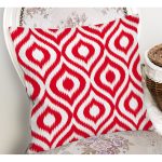 - Rh-K5116kirmizi-1 - Realhomes Özel Tasarım Kırmızı İkat Desenli Dijital Baskılı Yastık Kırlent Kılıfı Realhomes
