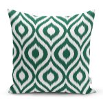 - Rh-K5116koyuyesil - Realhomes Özel Tasarım Koyu Yeşil İkat Desenli Dijital Baskılı Yastık Kırlent Kılıfı Realhomes