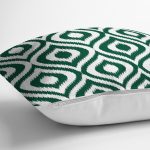 - Rh-K5116koyuyesil-2 - Realhomes Özel Tasarım Koyu Yeşil İkat Desenli Dijital Baskılı Yastık Kırlent Kılıfı Realhomes