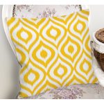 - Rh-K5116sari-1 - Realhomes  Özel Tasarım Sarı İkat Desenli Dijital Baskılı Yastık Kırlent Kılıfı Realhomes