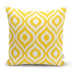 - Rh-K5116sari - Realhomes  Özel Tasarım Sarı İkat Desenli Dijital Baskılı Yastık Kırlent Kılıfı Realhomes