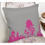 - Rh-K5232fusya-1 - Realhomes Realhomes Gri Zeminde Fuşya Ağaç Tasarımlı Dekoratif Yastık Kılıfı Realhomes