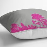 - Rh-K5232fusya-2 - Realhomes Realhomes Gri Zeminde Fuşya Ağaç Tasarımlı Dekoratif Yastık Kılıfı Realhomes
