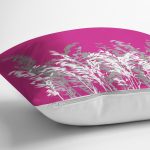 Fuşya Zeminde Beyaz Çiçek Dijital Baskılı Kırlent Kılıfı Realhomes