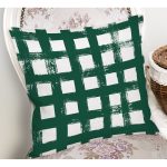 Koyu Yeşil Geometrik Kare Motifli Dekoratif Yastık Kılıfı Realhomes