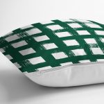 Koyu Yeşil Geometrik Kare Motifli Dekoratif Yastık Kılıfı Realhomes