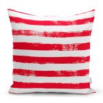 - Rh-K5237kirmizi - Realhomes Kırmızı Çizgili Motifli Dekoratif Modern Yastık Kılıfı Realhomes