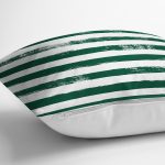 Koyu Yeşil Çizgili Motifli Dekoratif Modern Yastık Kılıfı Realhomes