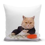 - Rh-K5606 - Realhomes Sevimli Kedi Desenli Dijital Baskılı Modern Yastık Kırlent Kılıfı Realhomes