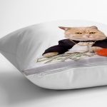 - Rh-K5606-2 - Realhomes Sevimli Kedi Desenli Dijital Baskılı Modern Yastık Kırlent Kılıfı Realhomes