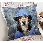 - Rh-K5607-1 - Realhomes  Gözlüklü Köpek Desenli Dijital Baskılı Modern Yastık Kırlent Kılıfı Realhomes