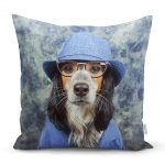 - Rh-K5607 - Realhomes  Gözlüklü Köpek Desenli Dijital Baskılı Modern Yastık Kırlent Kılıfı Realhomes