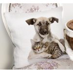 Köpek ve Kedili Dijital Baskılı Modern Yastık Kırlent Kılıfı Realhomes