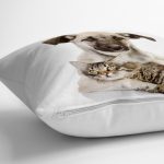 Köpek ve Kedili Dijital Baskılı Modern Yastık Kırlent Kılıfı Realhomes
