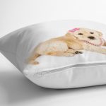 Sevimli Köpek Desenli Dijital Baskılı Modern Yastık Kırlent Kılıfı Realhomes
