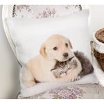 - Rh-K5622-1 - Realhomes Köpek ve Kedili Dijital Baskılı Modern Yastık Kırlent Kılıfı Realhomes