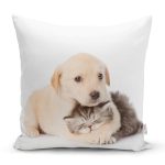 - Rh-K5622 - Realhomes Köpek ve Kedili Dijital Baskılı Modern Yastık Kırlent Kılıfı Realhomes