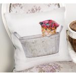 Sepette Şapkalı Kedi Desenli Dijital Baskılı Modern Yastık Kırlent Kılıfı Realhomes