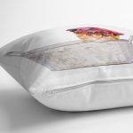 Sepette Şapkalı Kedi Desenli Dijital Baskılı Modern Yastık Kırlent Kılıfı Realhomes