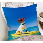 - Rh-K5625-1 - Realhomes Sörf Yapan Köpek Dijital Baskılı Modern Yastık Kırlent Kılıfı Realhomes
