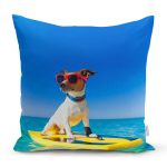 - Rh-K5625 - Realhomes Sörf Yapan Köpek Dijital Baskılı Modern Yastık Kırlent Kılıfı Realhomes
