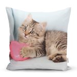 Sevimli Kedi Desenli Dijital Baskılı Modern Yastık Kırlent Kılıfı Realhomes