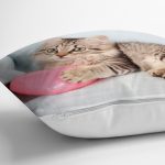 Sevimli Kedi Desenli Dijital Baskılı Modern Yastık Kırlent Kılıfı Realhomes