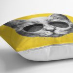 Gözlüklü Kedi Desenli Dijital Baskılı Modern Yastık Kırlent Kılıfı Realhomes