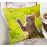 - Rh-K5632-1 - Realhomes Sevimli Kedi Desenli Dijital Baskılı Modern Yastık Kırlent Kılıfı Realhomes