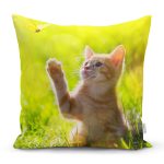 - Rh-K5632 - Realhomes Sevimli Kedi Desenli Dijital Baskılı Modern Yastık Kırlent Kılıfı Realhomes