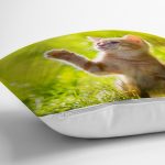 - Rh-K5632-2 - Realhomes Sevimli Kedi Desenli Dijital Baskılı Modern Yastık Kırlent Kılıfı Realhomes