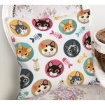 - Rh-K5633-1 - Realhomes Sevimli Hayvanlar ve Balık İskeletli Modern Yastık Kırlent Kılıfı Realhomes