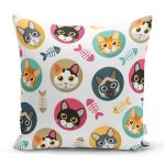 - Rh-K5633 - Realhomes Sevimli Hayvanlar ve Balık İskeletli Modern Yastık Kırlent Kılıfı Realhomes