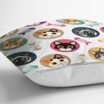 - Rh-K5633-2 - Realhomes Sevimli Hayvanlar ve Balık İskeletli Modern Yastık Kırlent Kılıfı Realhomes