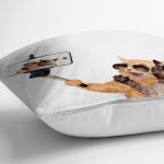 - Rh-K5634-2 - Realhomes Selfie Çekinen Köpekli Kedi Modern Yastık Kırlent Kılıfı Realhomes