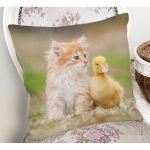 Sevimli Kedi ve Ördek Motifli Modern Yastık Kırlent Kılıfı Realhomes