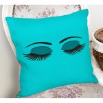 Turkuaz Zeminde Kirpik Motifli Dekoratif Kırlent Kılıfı Realhomes